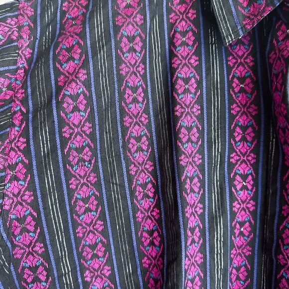 Liz Moody Black pink Embroidered Ethnic Long Sleeve Shirt XL - Picture 6 of 8
